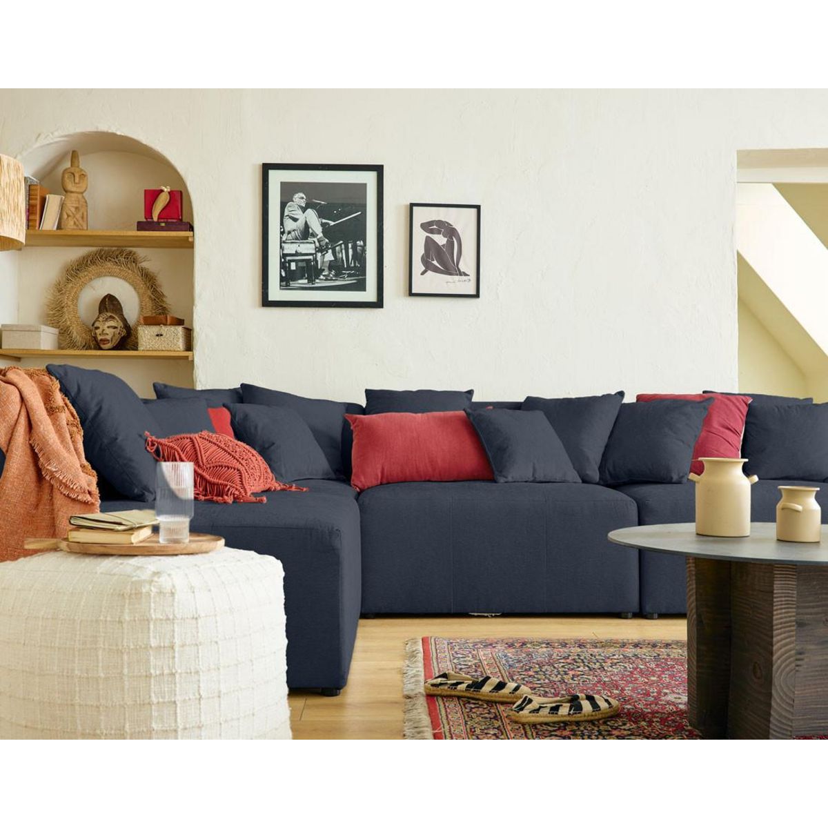 LISA DESIGN Amalfi - canapé modulable d'angle réversible - 4 places - en tissu