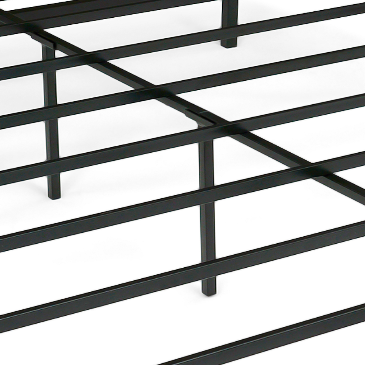 ID MARKET Cadre de lit double TULSA 140x190 cm sommier plateforme en métal noir 35 cm