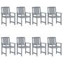 Voir la diapositive 3 : VIDAXL Chaises de jardin et coussins lot de 8 Bois acacia solide Gris