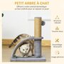 Voir la diapositive 4 : PAWHUT Arbre à chat griffoir grattoir design jeu boule suspendue + demi-arc de massage peluche jute naturelle gris