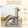 Voir la diapositive 4 : PAWHUT Arbre à chat griffoir grattoir design jeu boule suspendue + demi-arc de massage peluche jute naturelle gris