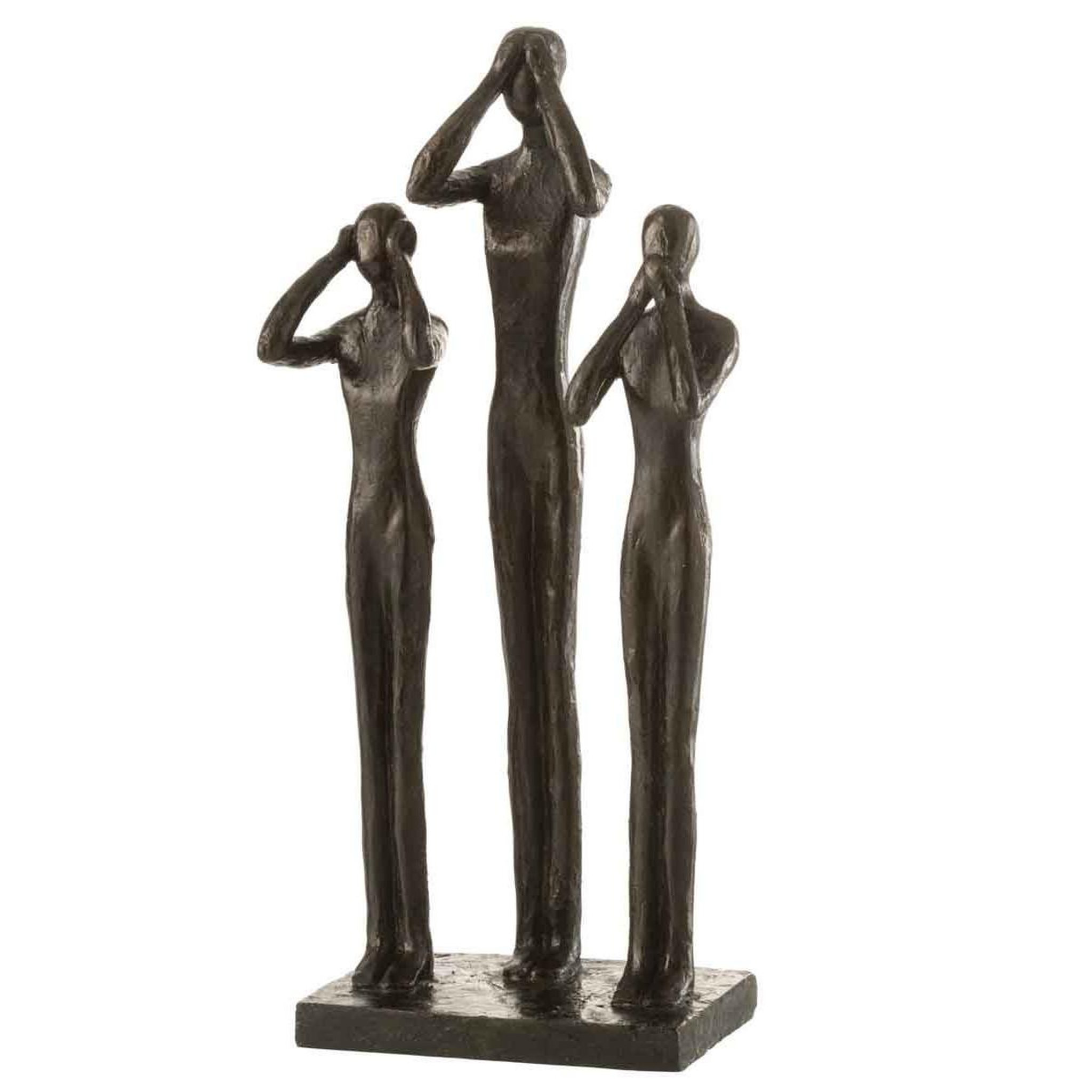 J-LINE Statuette déco  3 personnes debout  41cm marron