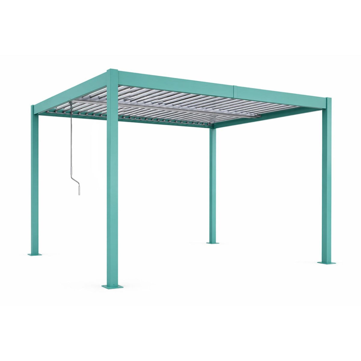 CONCEPT USINE Pergola bioclimatique structure et lames orientables en aluminium vert 4x3m RHODES