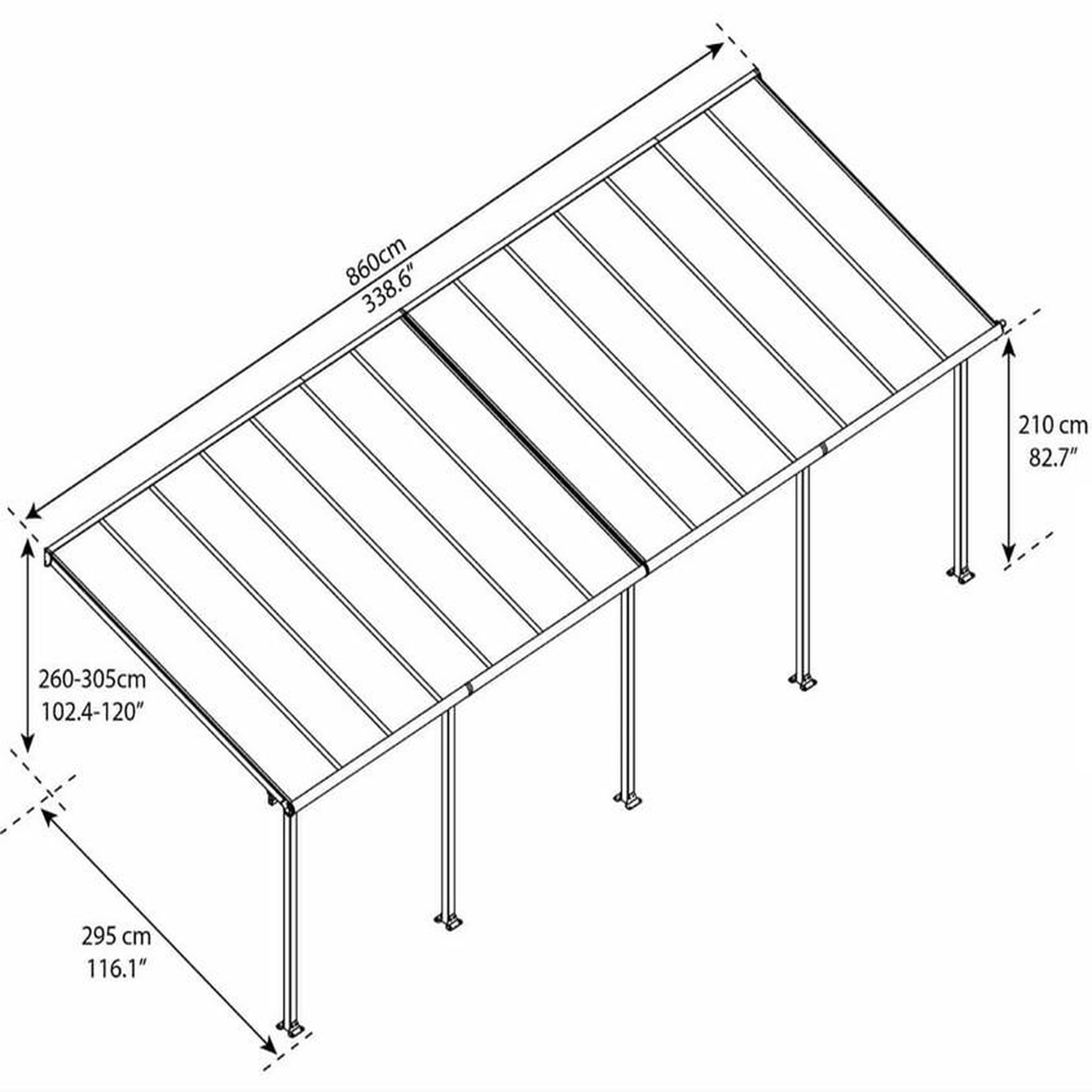 Voir la diapositive 3 : Palram Couverture de patio 3,4x3,7m blanc - 705893