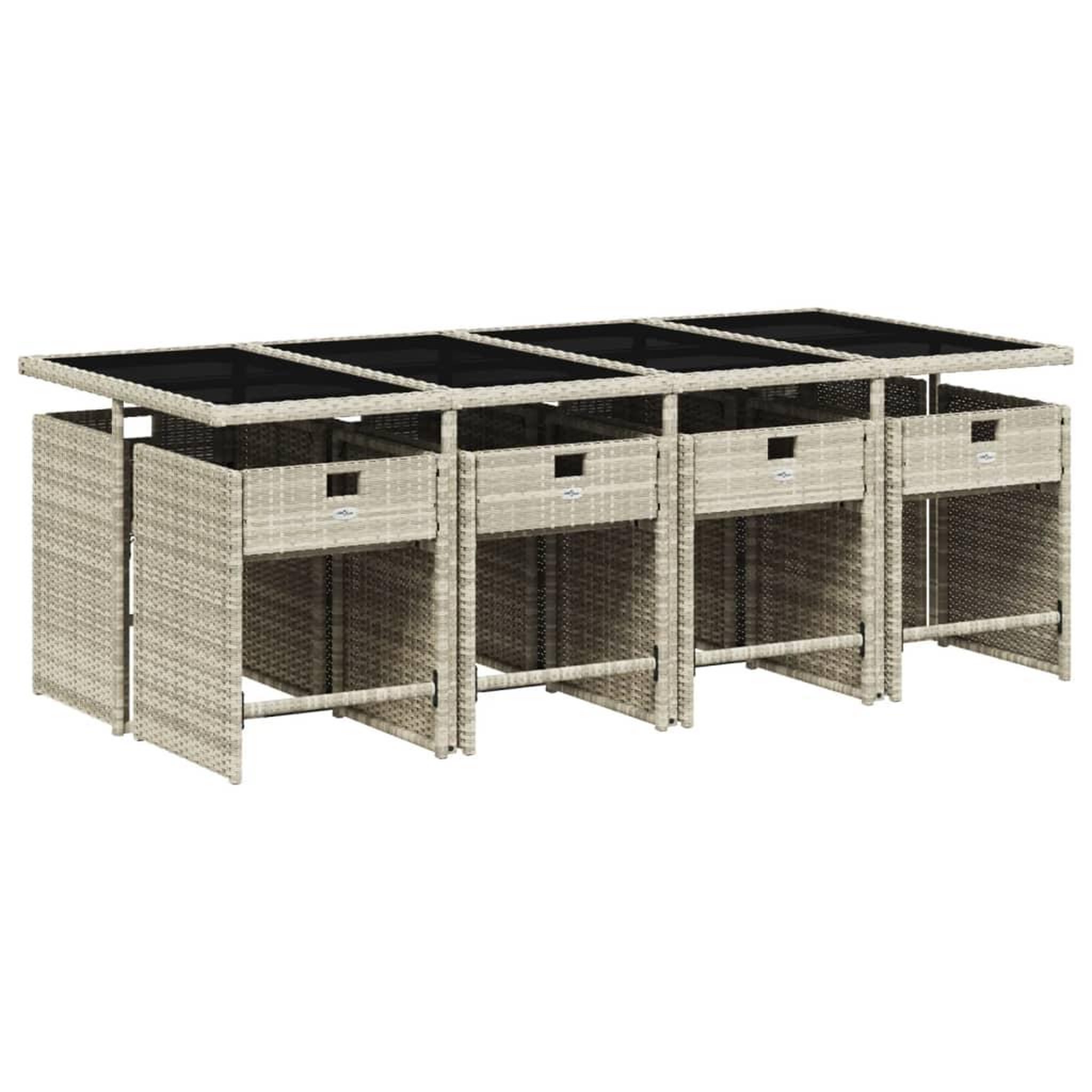 Voir la diapositive 3 : VIDAXL Ensemble a manger de jardin et coussins 9 pcs gris clair rotin