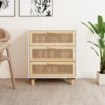 VIDAXL Buffet Blanc 60x30x70 cm Bois de pin massif et rotin naturel