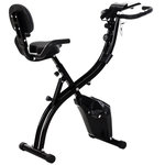 HOMCOM Vélo d'appartement pliant 8 niveaux de résistance magnétique dossier selle réglable poignées ergonomiques écran LCD multifonction suspensions support tablette acier noir