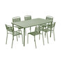 Voir la diapositive 1 : SWEEEK Table de jardin métal + 6 assises vert. acier traitement anti rouille