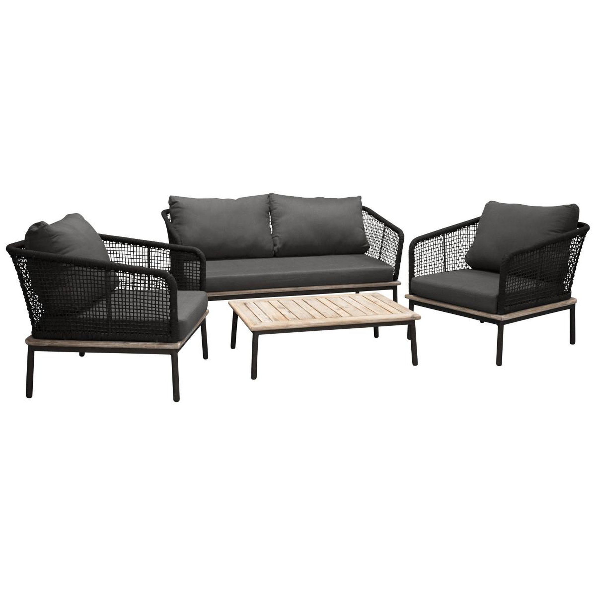 Voir la diapositive 2 : Paris Prix Salon de jardin en bois  andorra  148cm noir