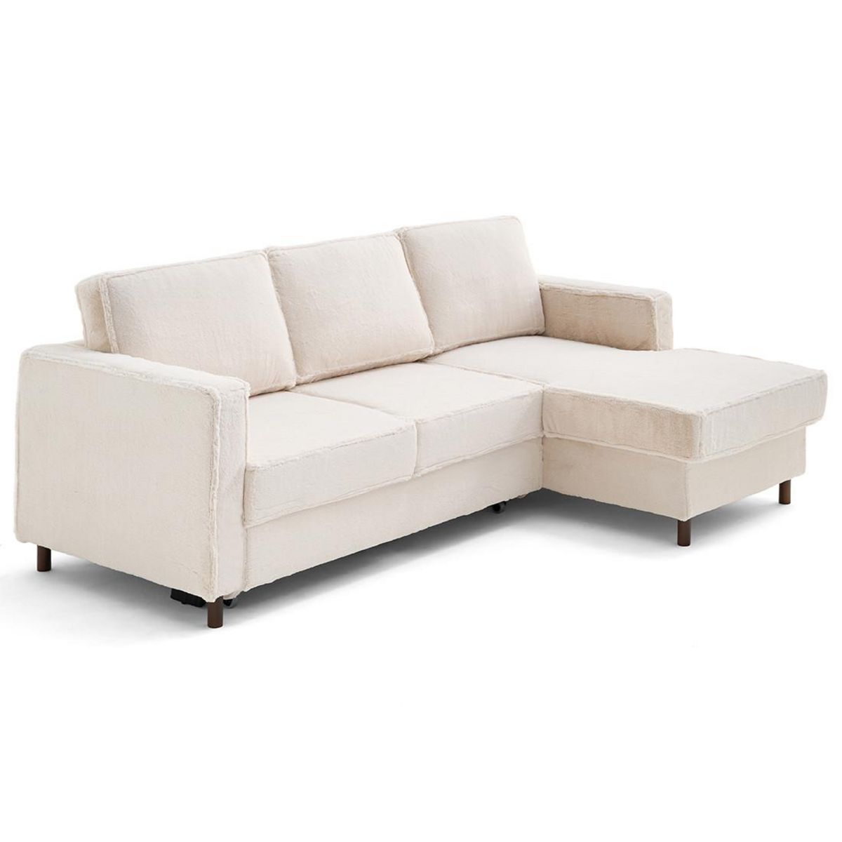 LISA DESIGN Jake - canapé d'angle droit 4 places convertible avec coffre en fausse fourrure