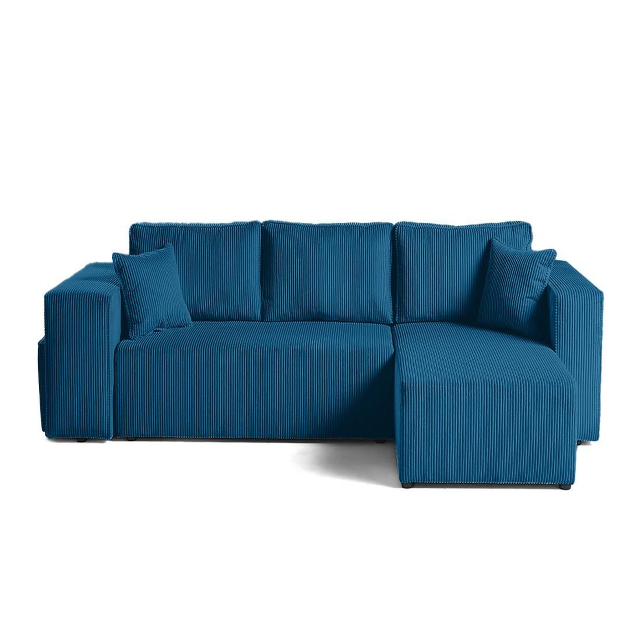 Voir la diapositive 1 : BEST MOBILIER Topaze - canapé d'angle réversible 4 places - convertible avec coffre, tablette et poufs - en velours côtelé