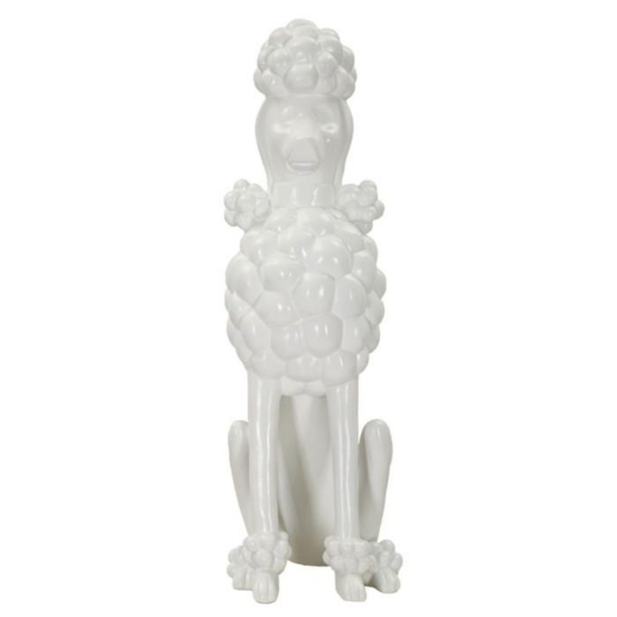 Paris Prix Statue Déco Chien  Caniche Assis  61cm Blanc