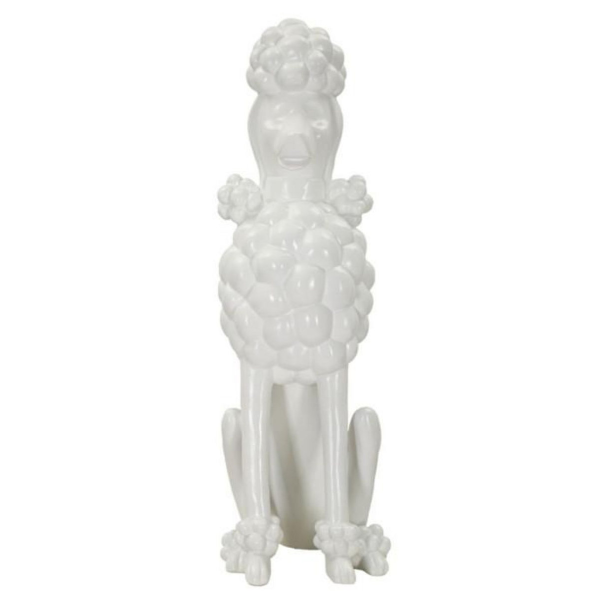 Paris Prix Statue Déco Chien  Caniche Assis  61cm Blanc