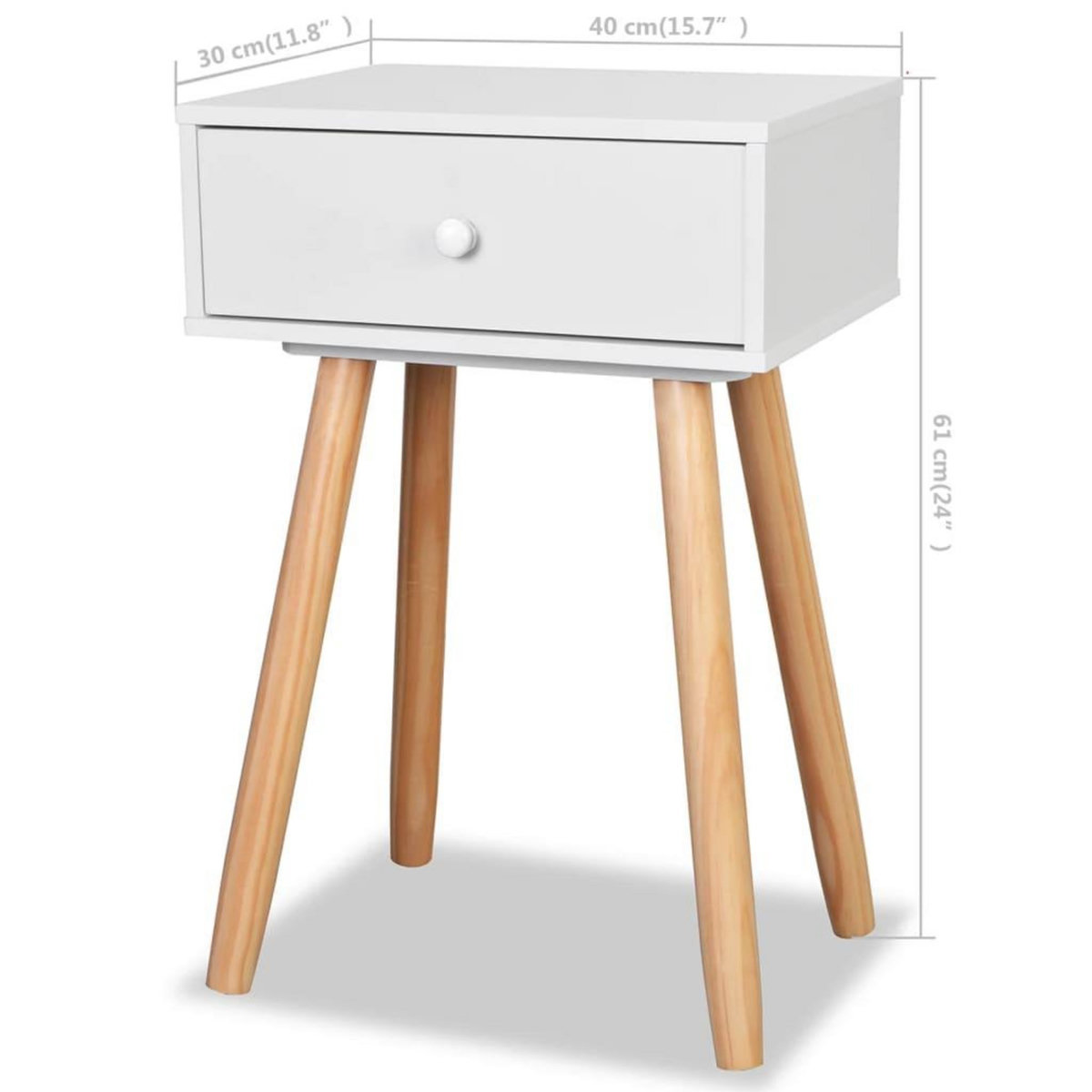 VIDAXL Table de chevet 2 pcs Bois de pin massif 40 x 30 x 61 cm Blanc