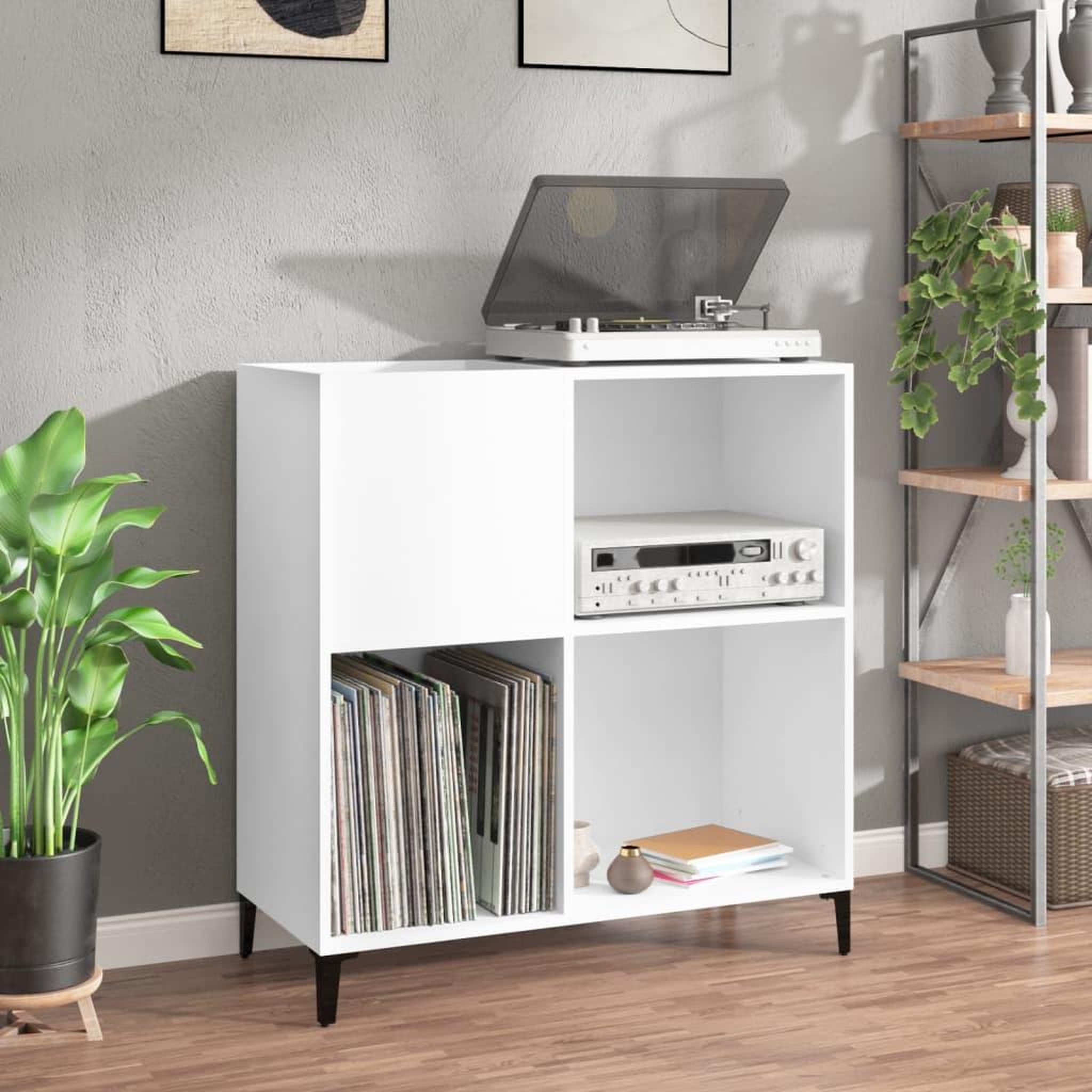VIDAXL Armoire a disques blanc 84,5x38x89 cm bois d'ingenierie