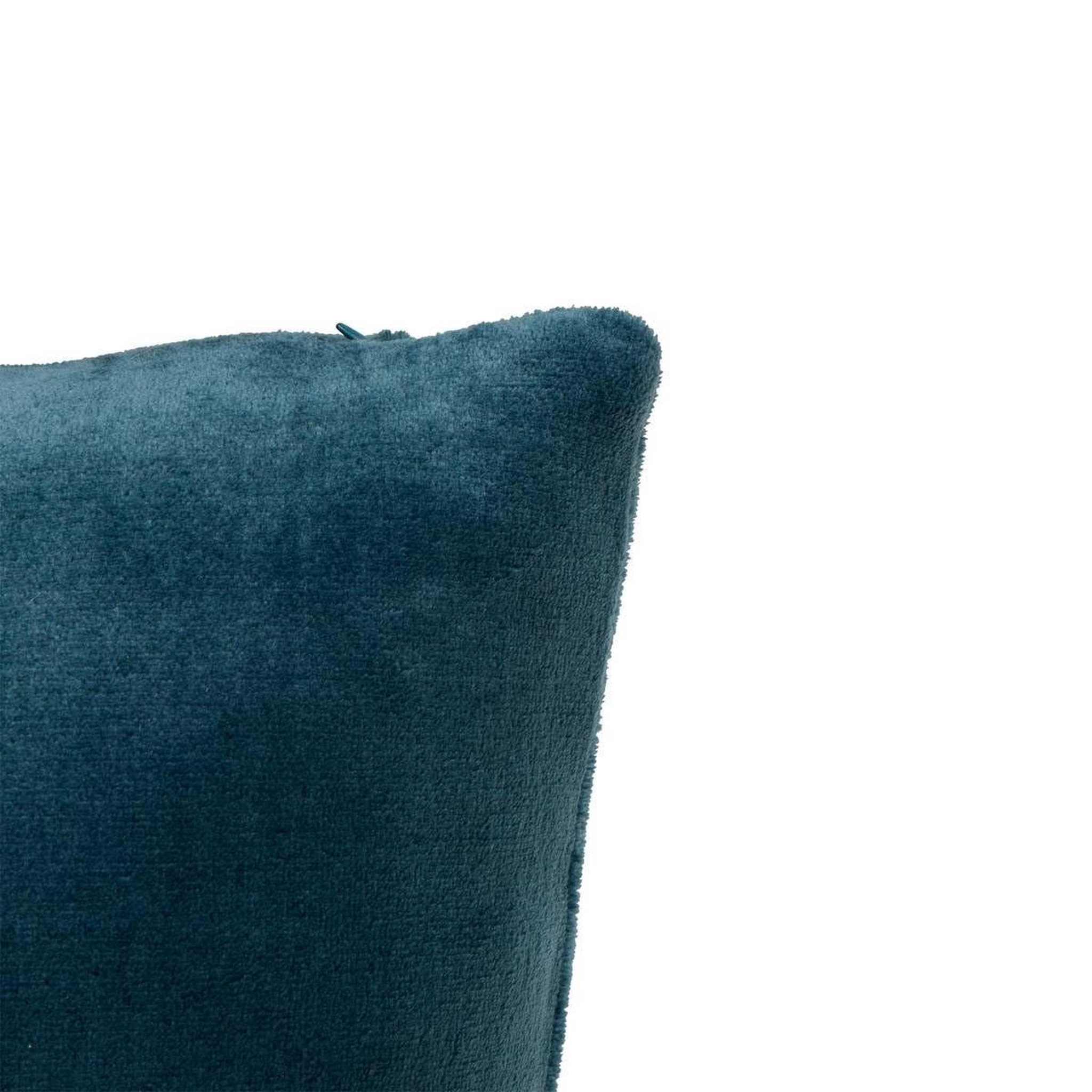 Voir la diapositive 3 : ATMOSPHERA Coussin en flanelle uni  ollis  38x38cm bleu égéen