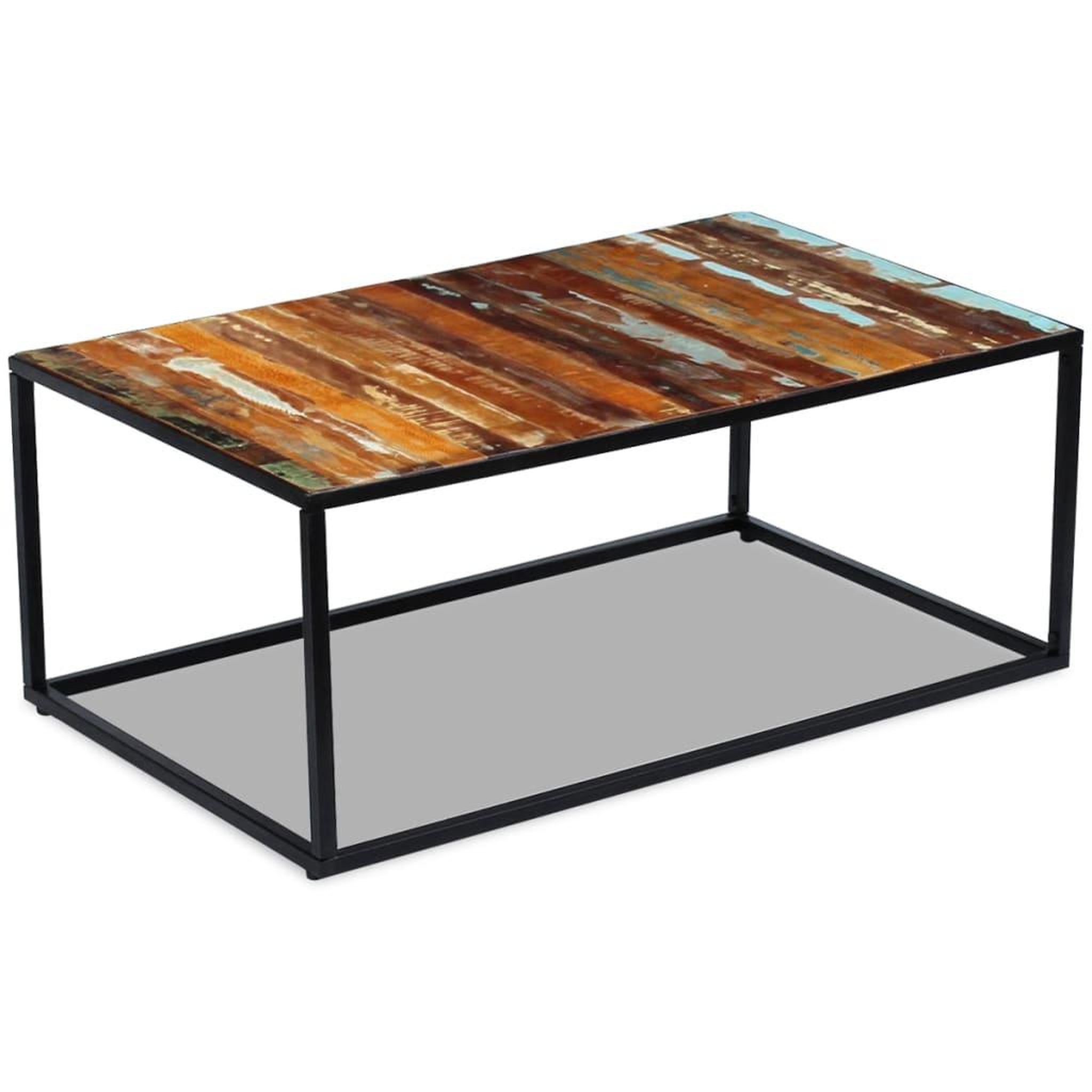 Voir la diapositive 1 : VIDAXL Table basse bois de recuperation massif 100x60x40 cm