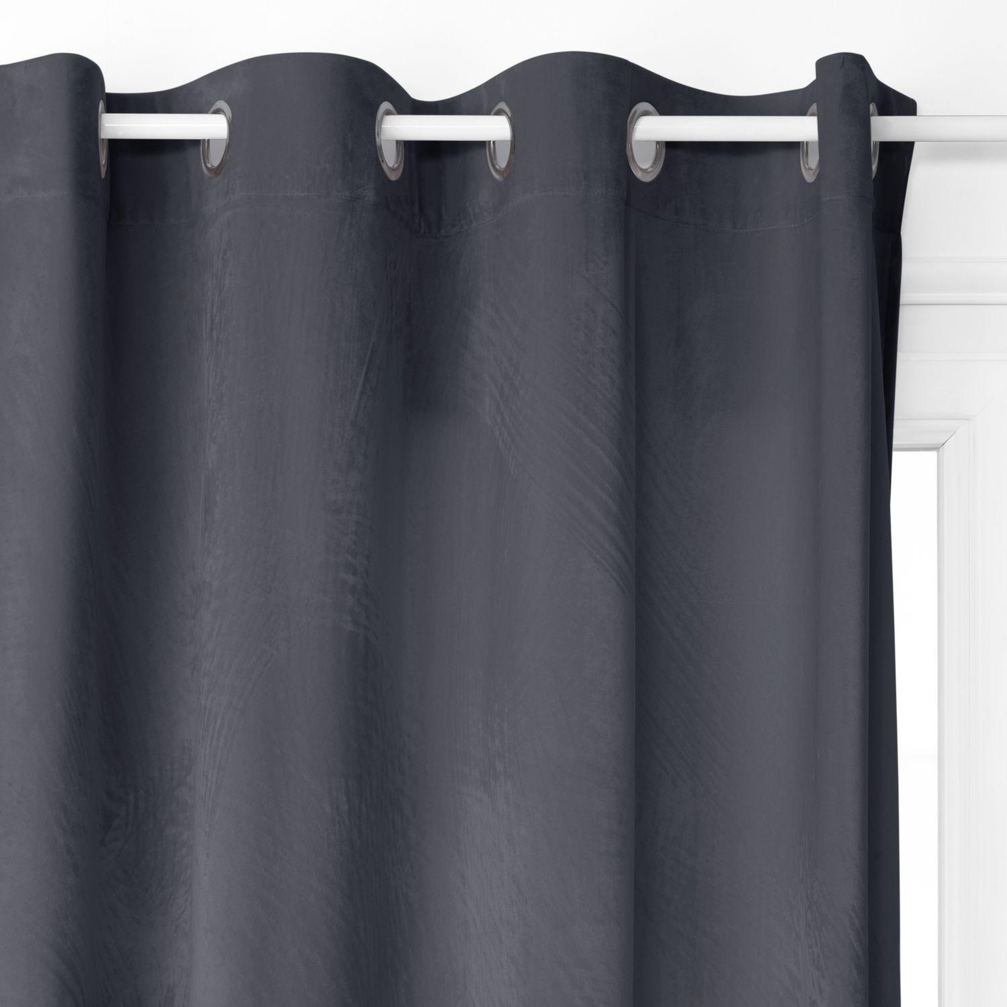 ATMOSPHERA Rideau occultant effet velours à œillet. Coloris disponibles : Bleu, Gris, Blanc