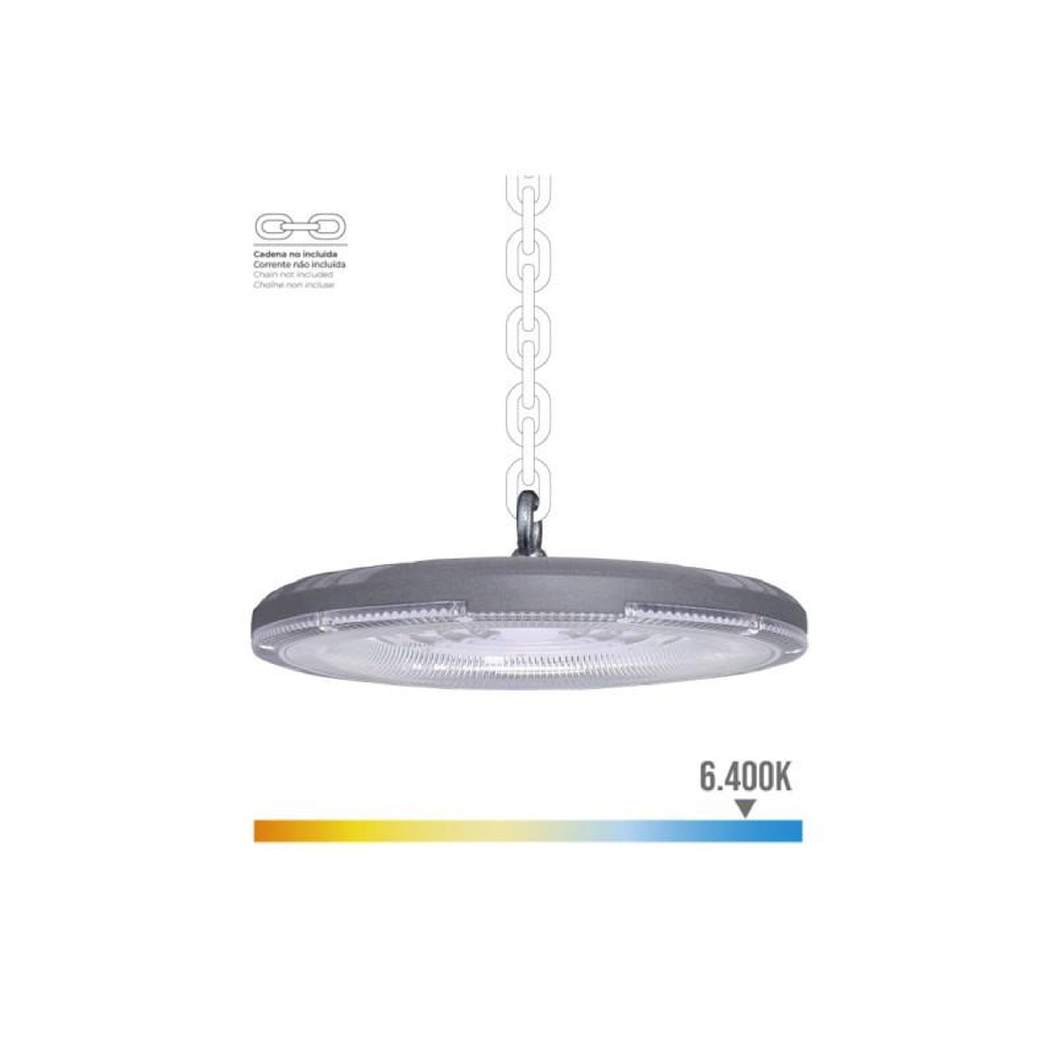 Voir la diapositive 2 : EDM Hotte LED 100W 6400K 10000lm EDM - Ø26x4,5cm - Réf 31808