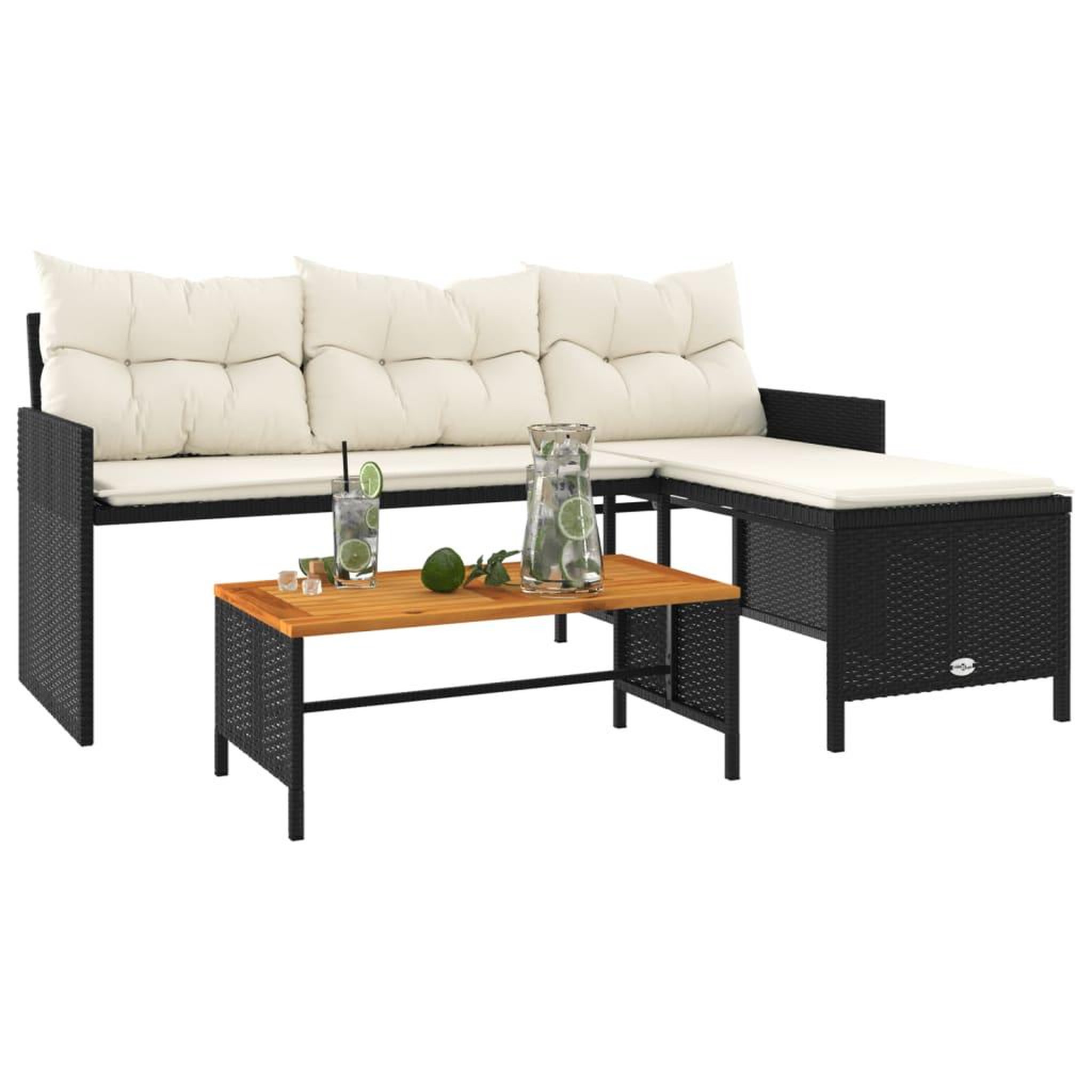 Voir la diapositive 4 : VIDAXL Canape de jardin avec table et coussins en forme de L noir