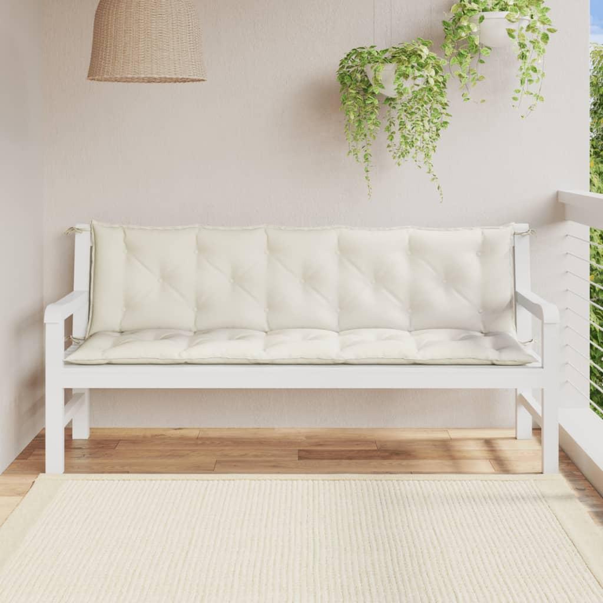 Voir la diapositive 3 : VIDAXL Coussins de banc de jardin lot de 2 creme melange tissu