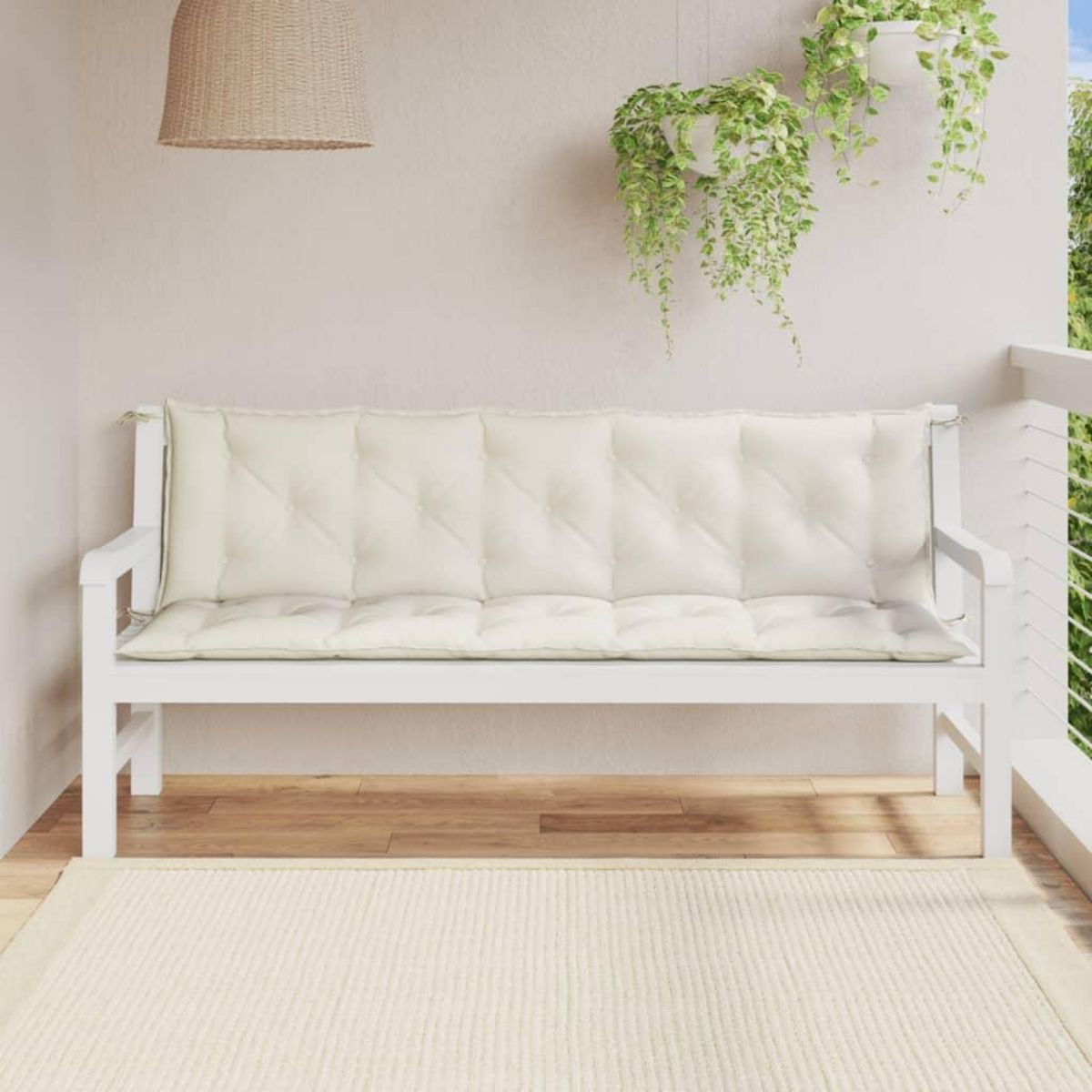 VIDAXL Coussins de banc de jardin lot de 2 creme melange tissu
