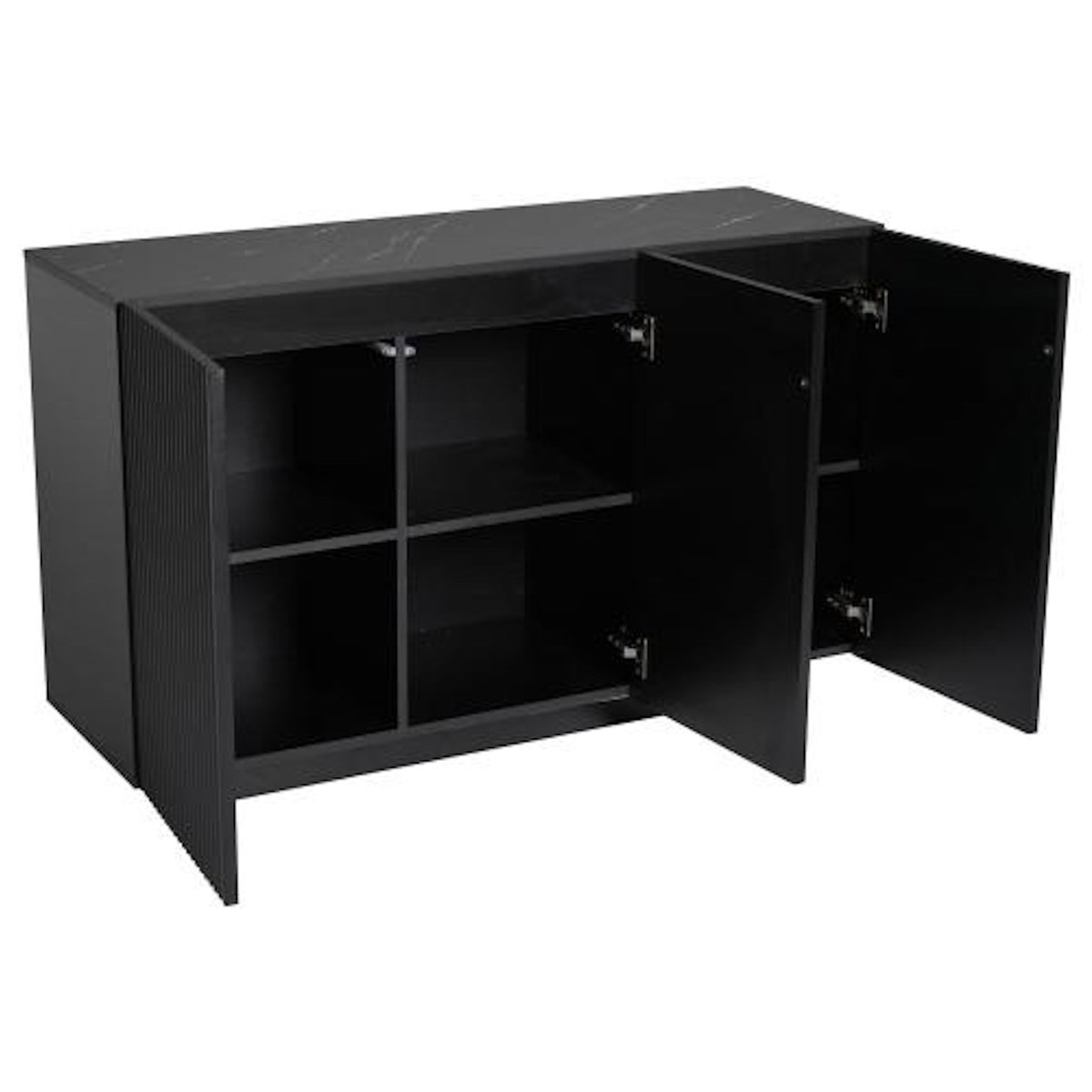 MERAX Buffet 3 porte(s) 0 tiroir(s) - 120 cm noir led mdf