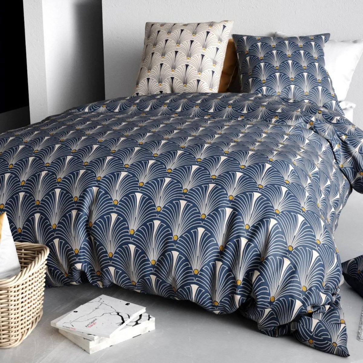 ATELIER DU COTON Housse de couette 240x220 PAON + 2 taies coton 57 fils