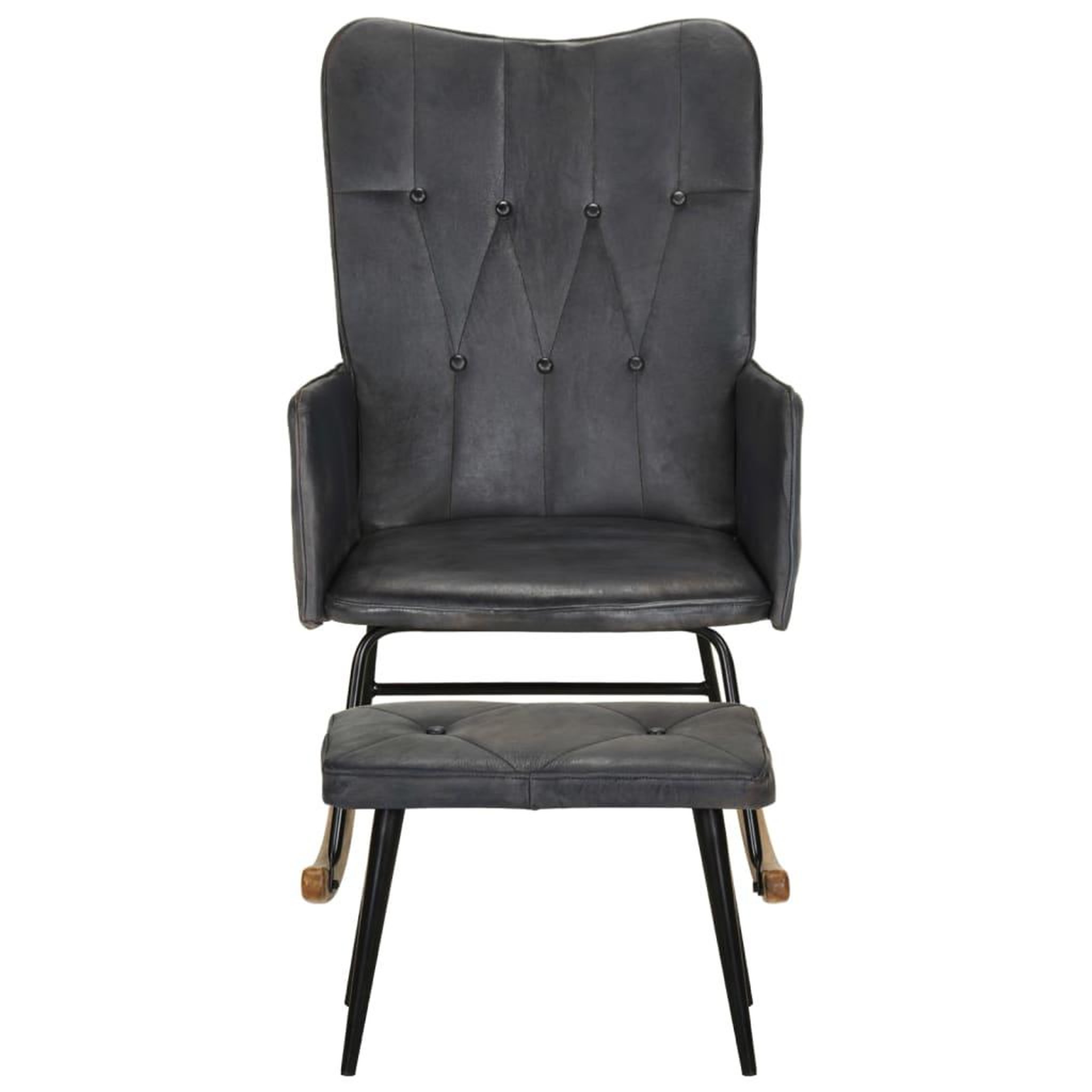 Voir la diapositive 2 : VIDAXL Chaise a bascule avec repose-pied Gris Cuir veritable