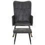 Voir la diapositive 2 : VIDAXL Chaise a bascule avec repose-pied Gris Cuir veritable