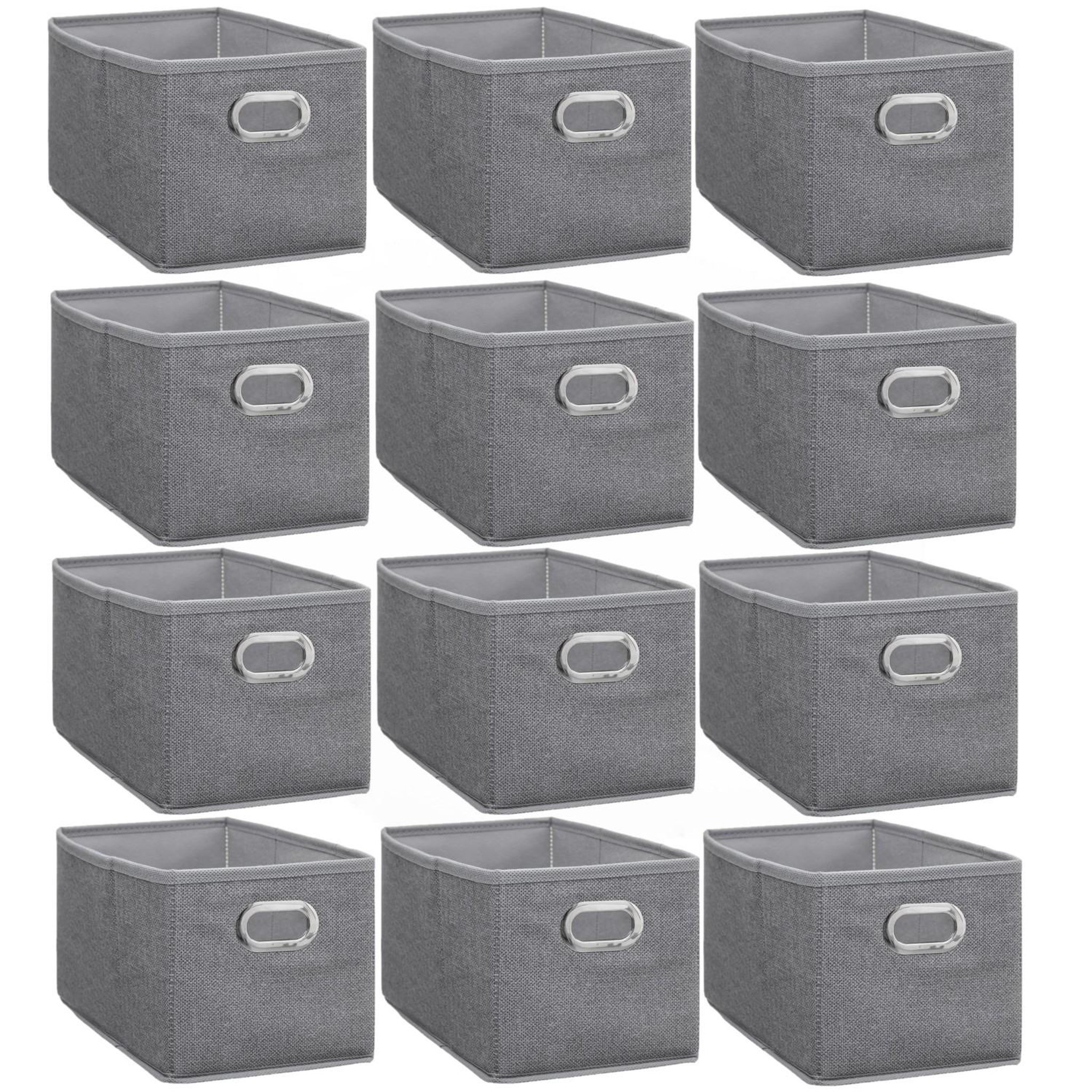 Voir la diapositive 1 : TOILINUX Lot de 12 paniers de rangement en tissu avec poignée mix'n modul
