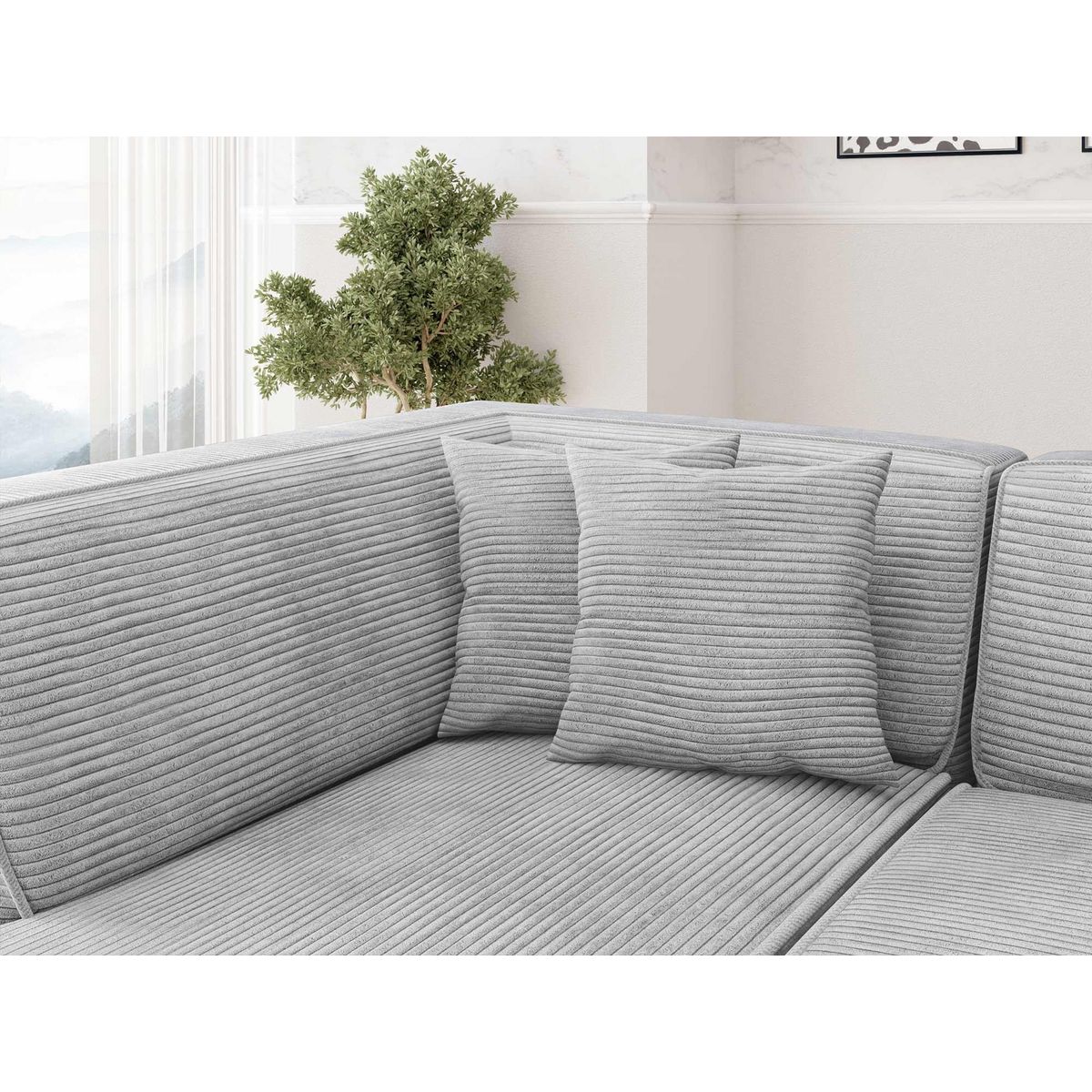 BEST MOBILIER Duchamp - canapé d'angle droit 5 places - en velours côtelé