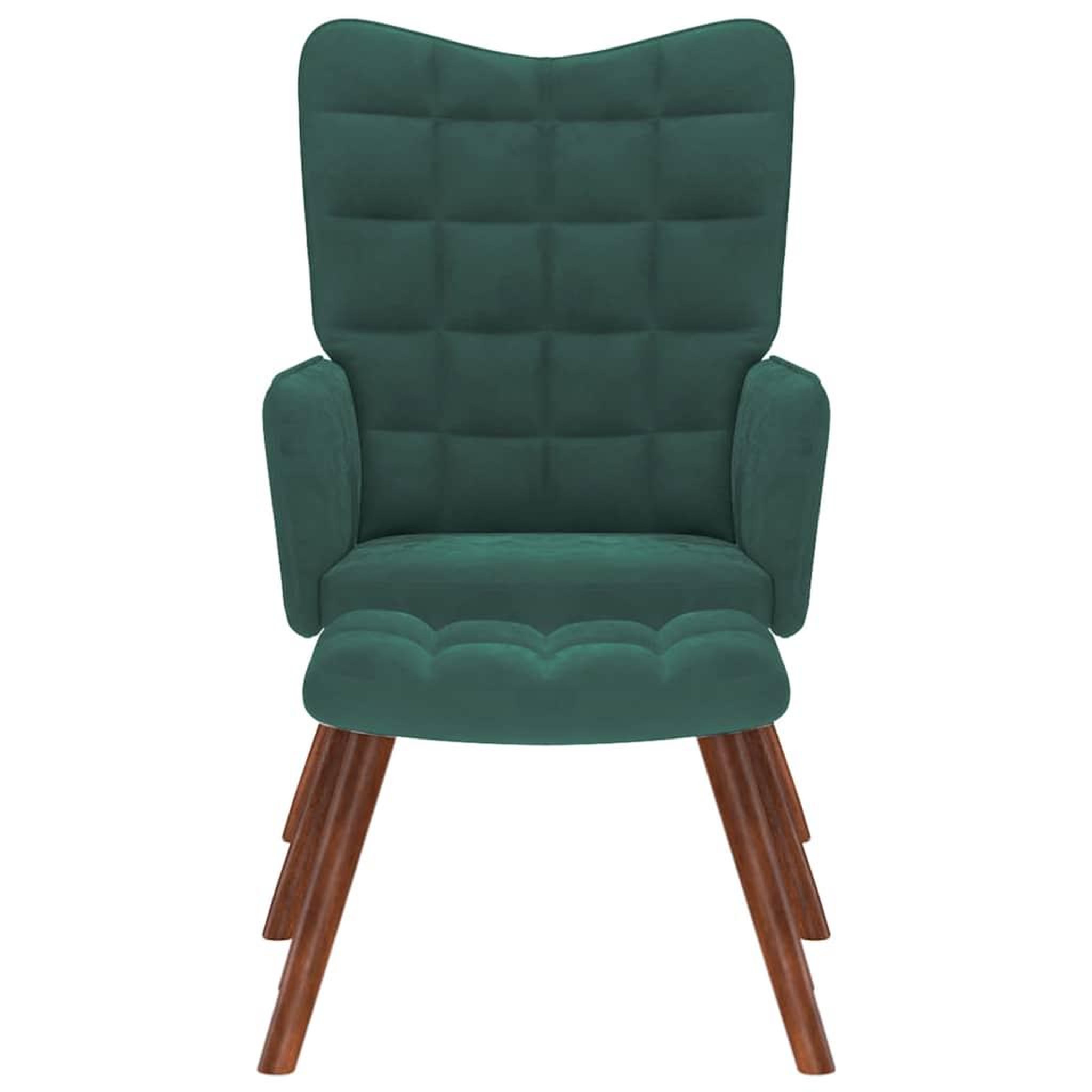 Voir la diapositive 4 : VIDAXL Chaise de relaxation avec tabouret Vert fonce Velours