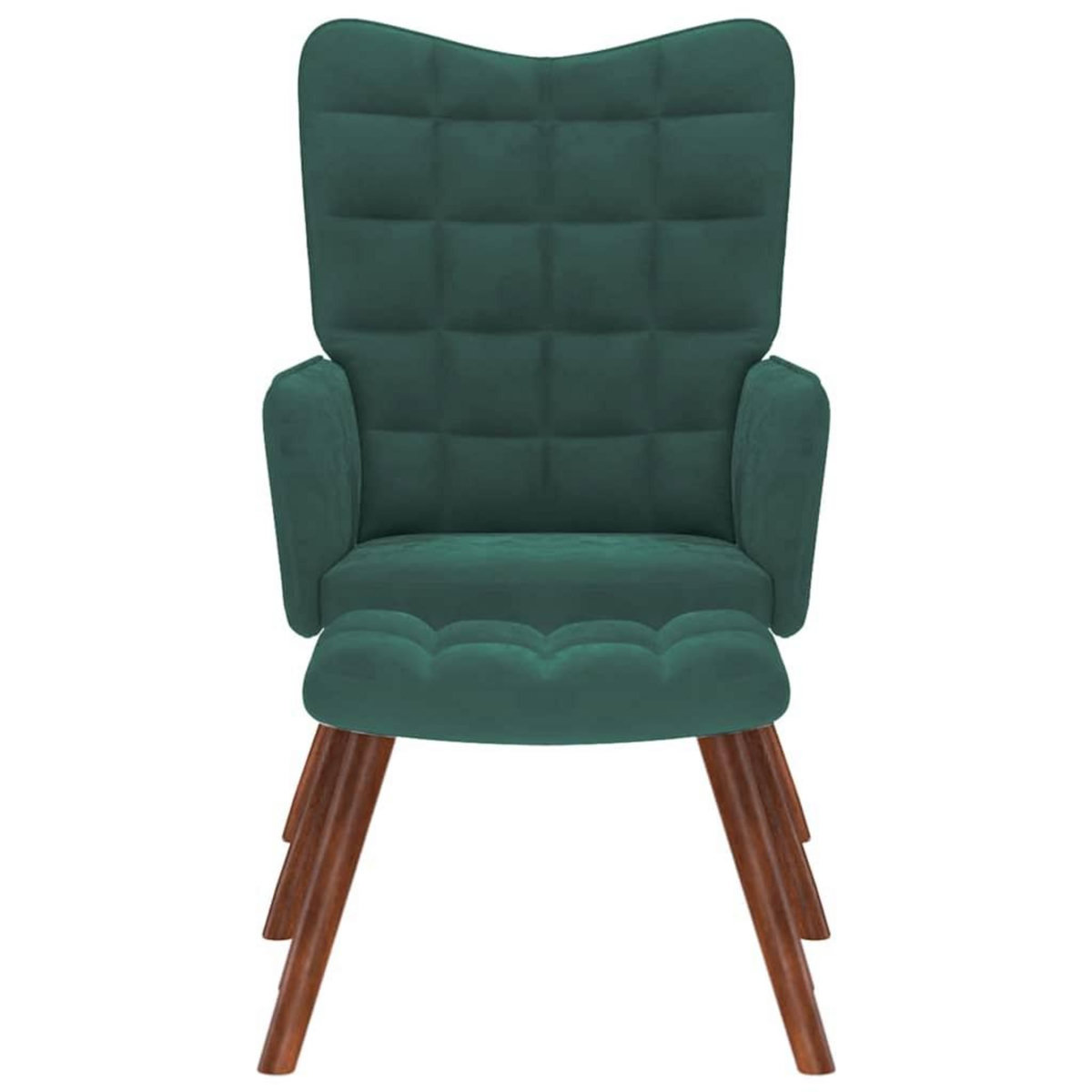 VIDAXL Chaise de relaxation avec tabouret Vert fonce Velours