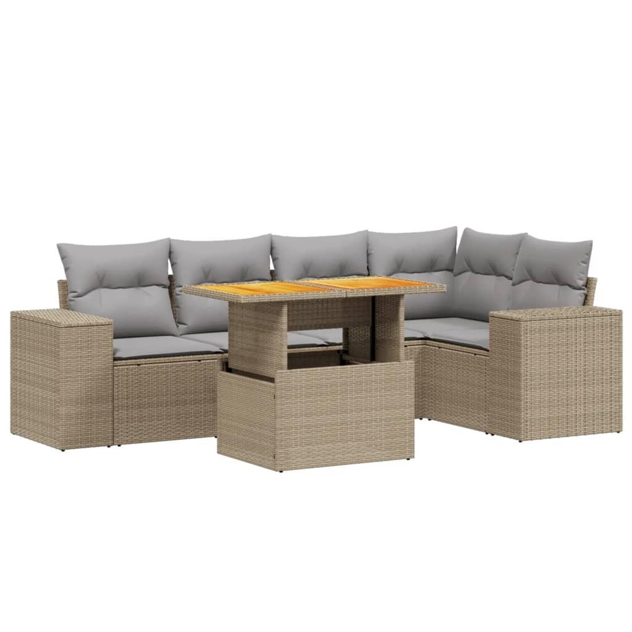 Voir la diapositive 2 : VIDAXL Salon de jardin avec coussins 6 pcs beige resine tressee