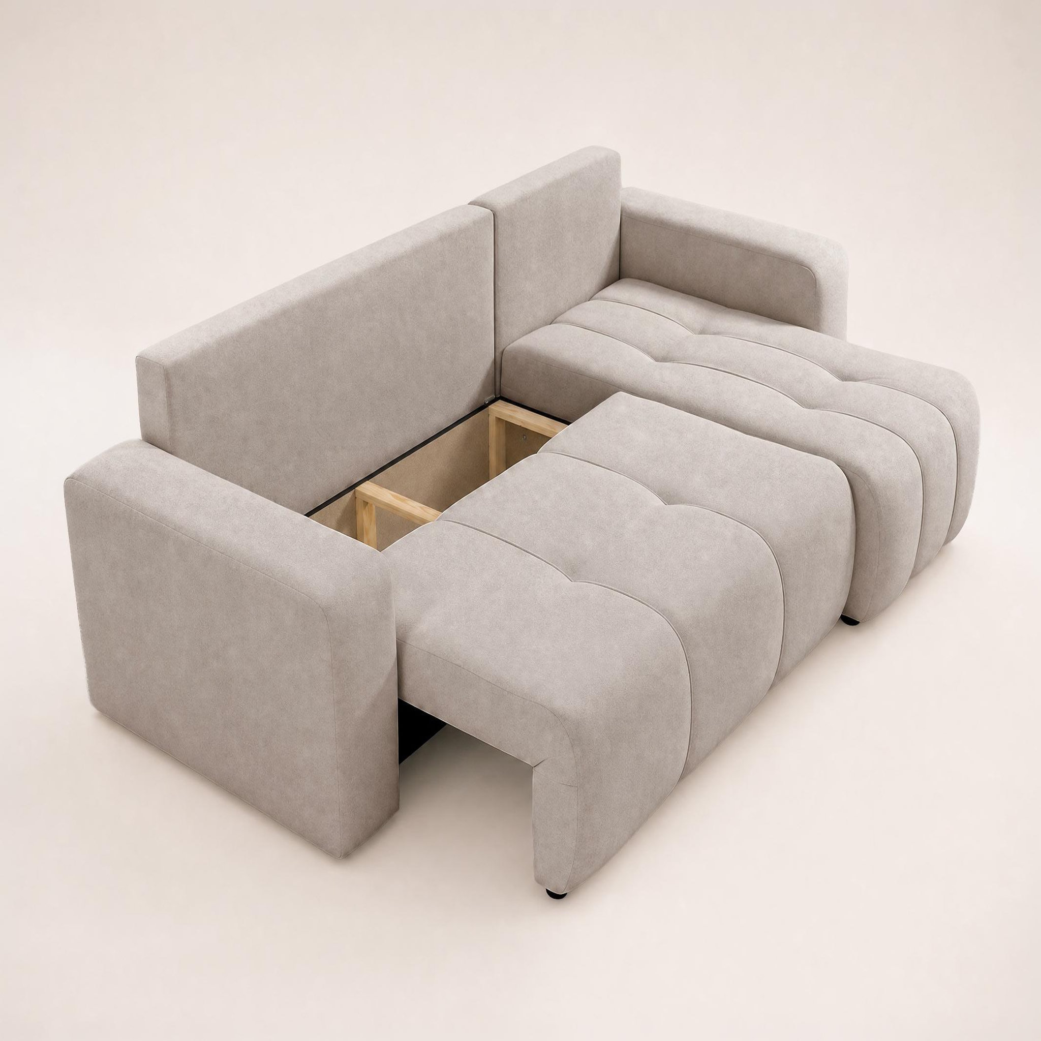 Voir la diapositive 5 : BEST MOBILIER Nicole - canapé d'angle réversible 4 places convertible avec coffre en tissu