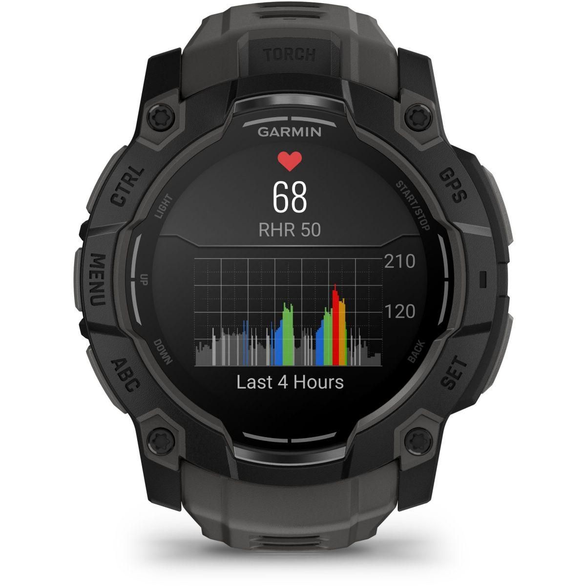 GARMIN Montre sport Instinct3 Amoled 50mm Noir Bracelet gris