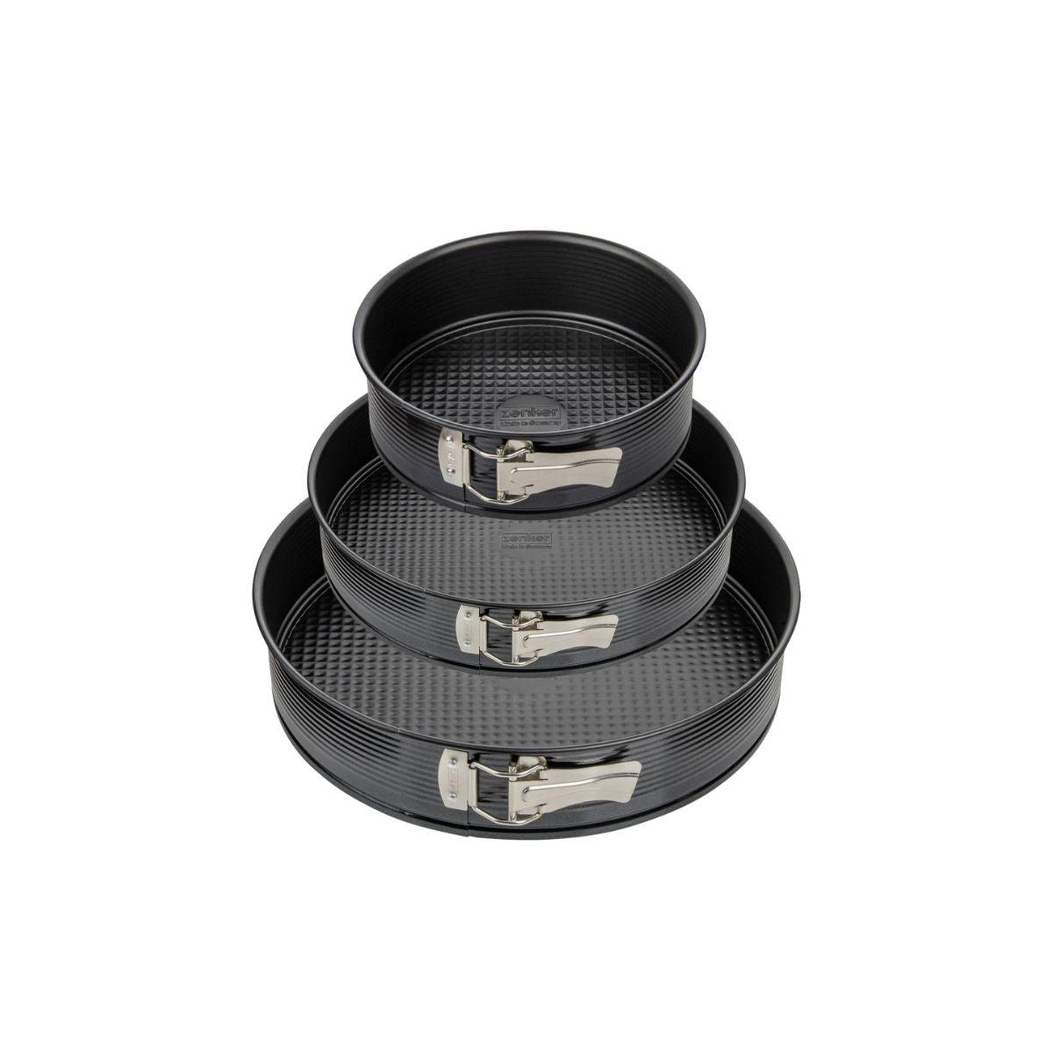 Voir la diapositive 1 : ZENKER Set de 3 moules à charnière ronds de 20 cm 24 cm et 28 cm zenker black metallic