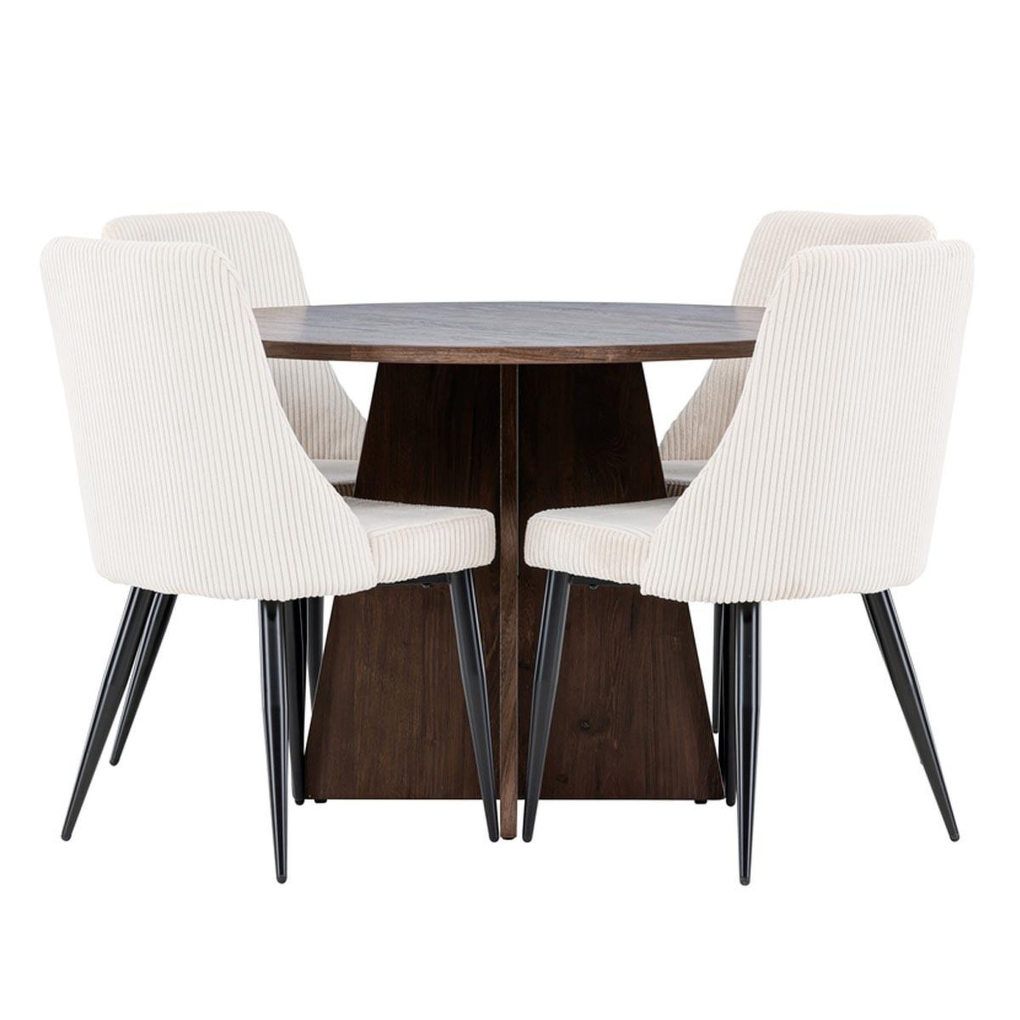 Paris Prix Ensemble table à manger & 4 chaises  bootcut & leone  110cm moka & beige