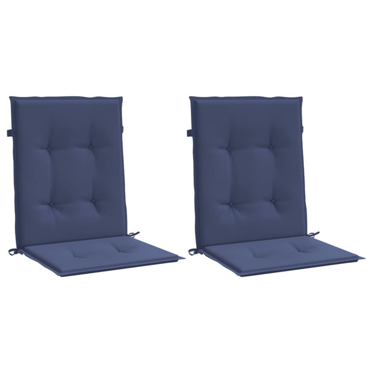 VIDAXL Coussins de chaise a dossier bas lot de 2 bleu marine tissu