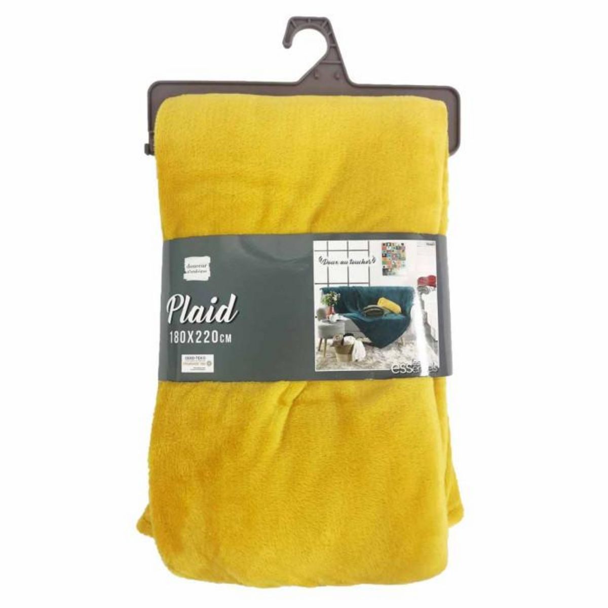 Paris Prix Plaid Uni en Flanelle  Flanou  180x220cm Jaune