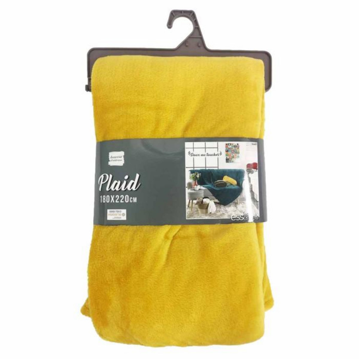 Paris Prix Plaid Uni en Flanelle  Flanou  180x220cm Jaune