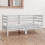 VIDAXL Canape a 2 places de jardin Blanc Bois de pin solide