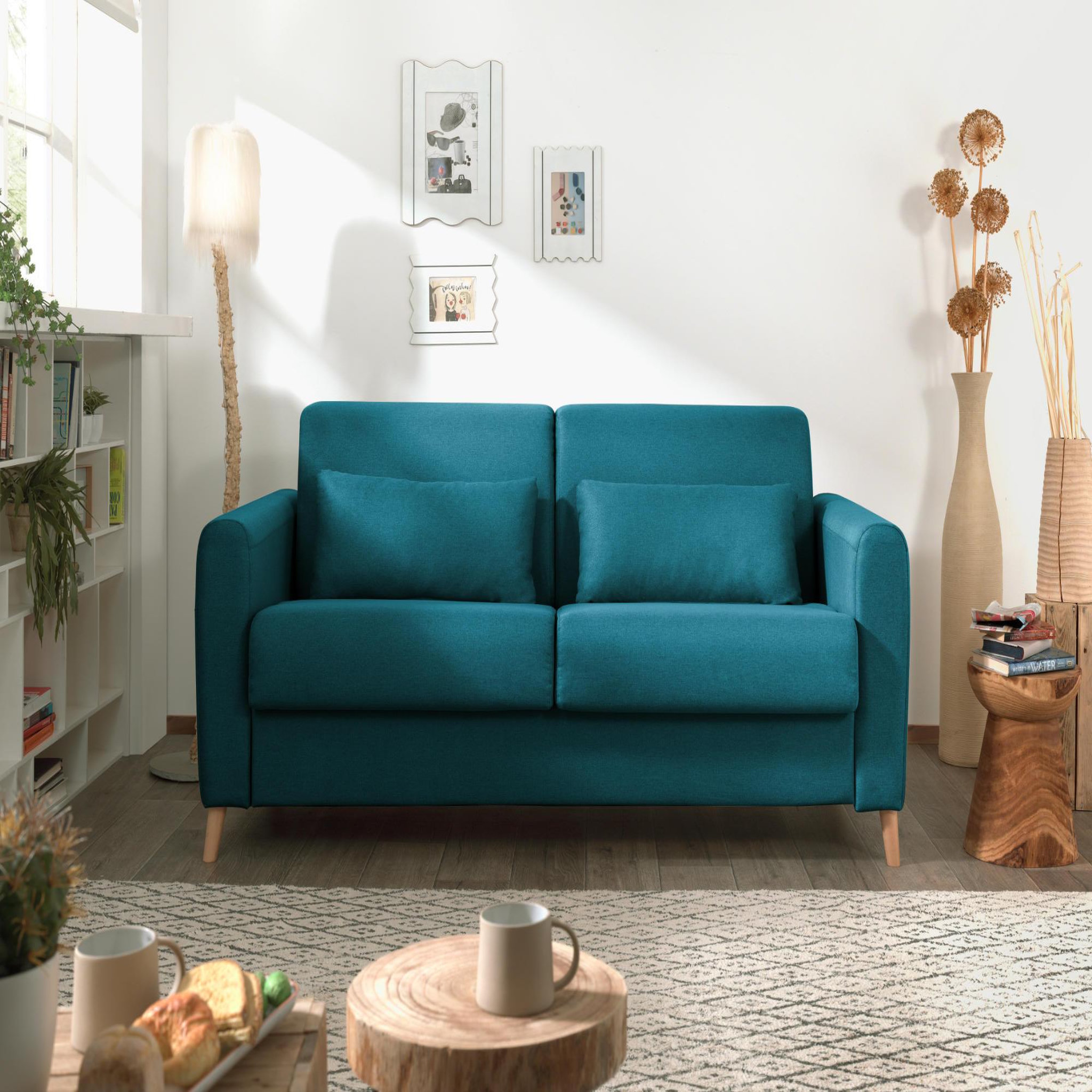 Voir la diapositive 2 : LISA DESIGN Timo - canapé 3 places convertible express couchage quotidien 140 cm matelas 12 cm en tissu