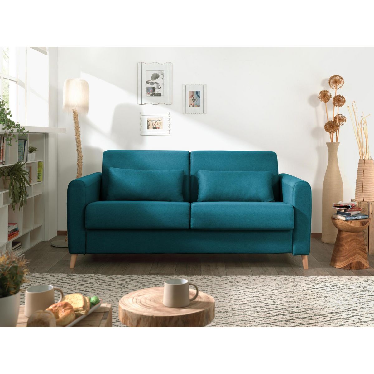 LISA DESIGN Timo - canapé 3 places convertible express couchage quotidien 140 cm matelas 12 cm en tissu