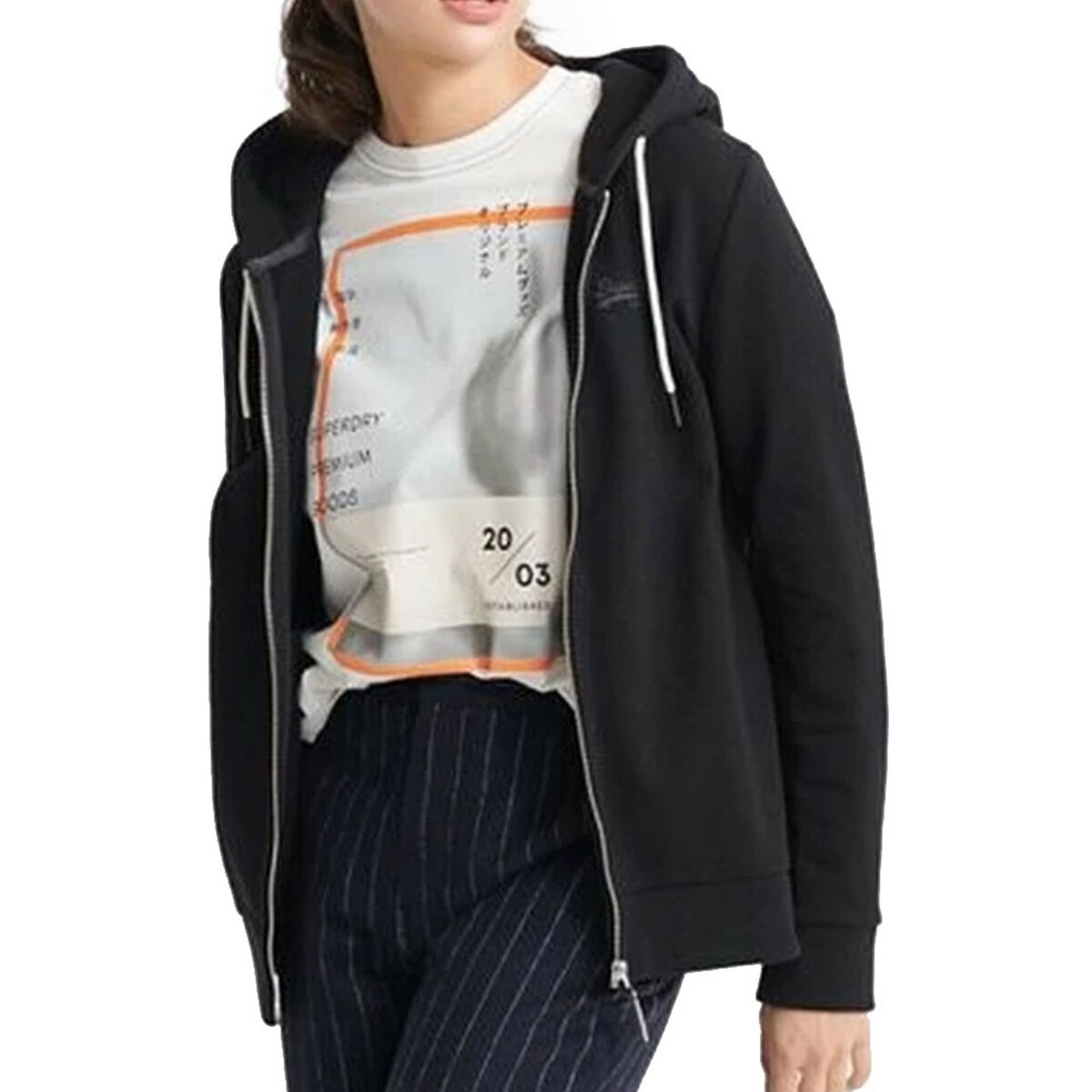 SUPERDRY Sweat Zipp Noir Femme Superdry Elite Ziphood pas cher