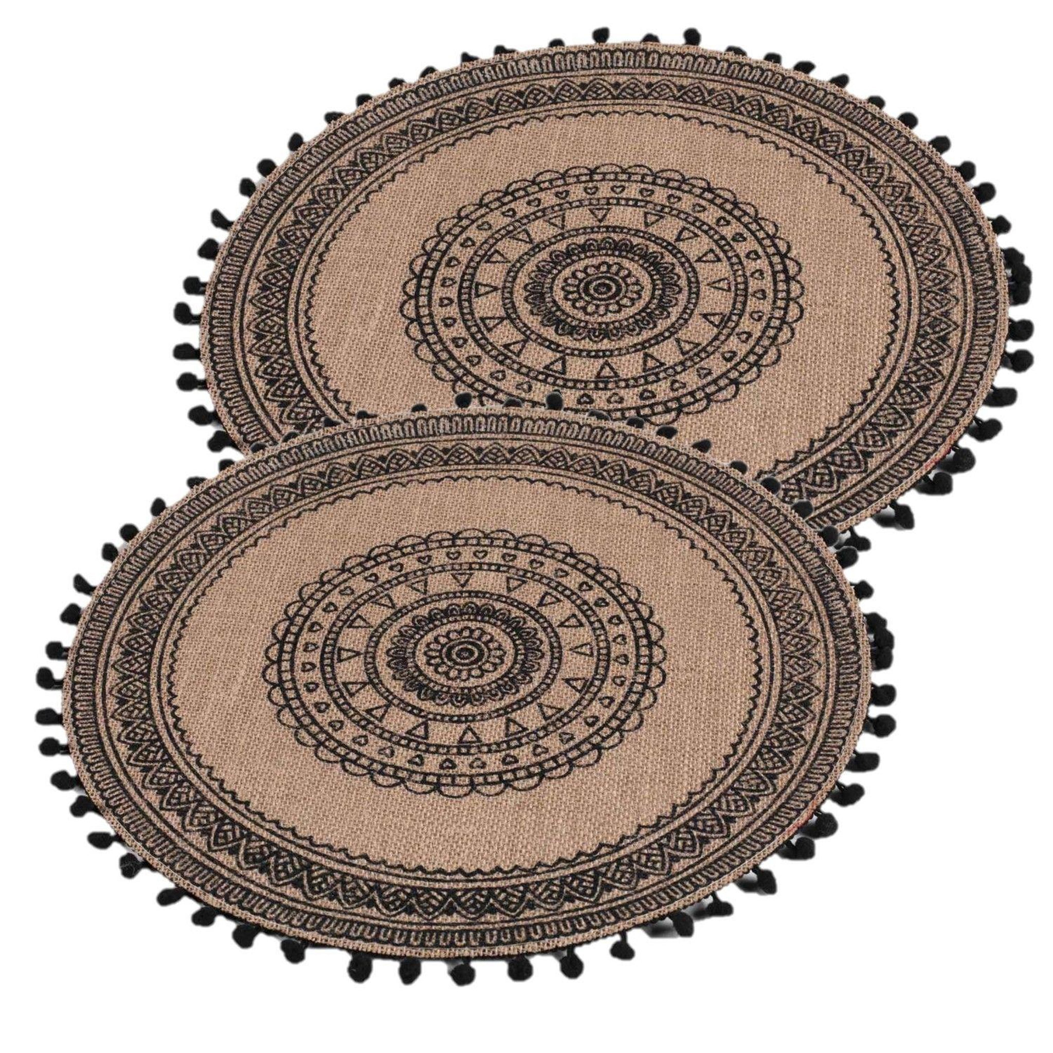 Voir la diapositive 1 : TOILINUX Lot de 2 sets de table en jute avec pompons AZUSA