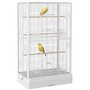 PAWHUT Cage à oiseaux volière avec portes perchoirs - 61 x 36,5 x 98 cm - blanc