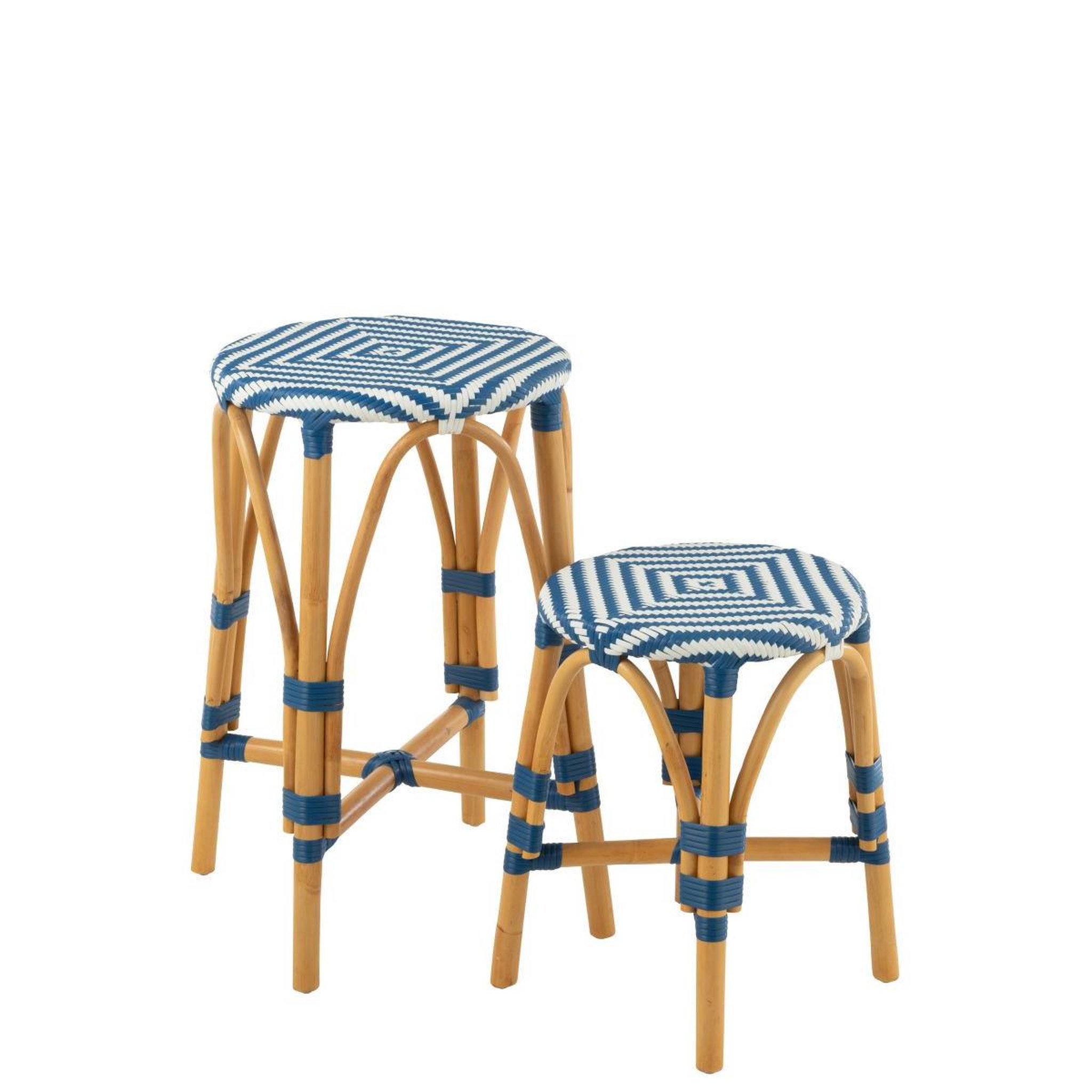Voir la diapositive 5 : J-LINE Tabouret de bar en rotin  danial  65cm bleu