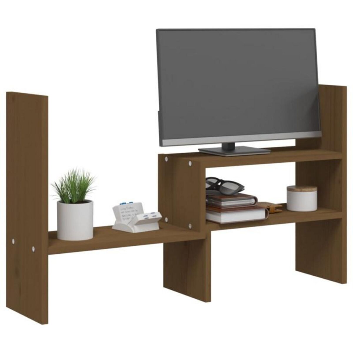 VIDAXL Support de moniteur Marron miel (39 72)x17x43 cm Bois de pin